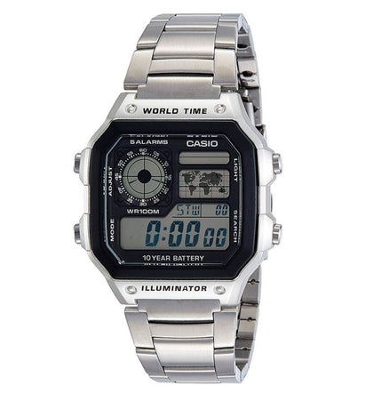 Reloj Hombre CASIO WORLD TIME Casino Royale AE-1200 Vintage Digital Cuarzo